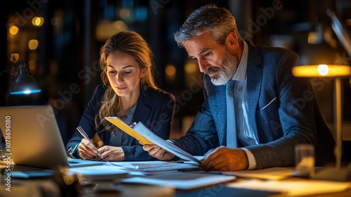 Customer and service agent in a well-lit office, discussing solutions with notepads and a friendly exchange, representing dedication to service with side empty space for text Stockphoto style