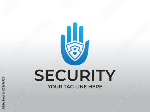 Combination of the shield logo with the hand icon. Template security logo design concept, Security Logo design Vector illustration