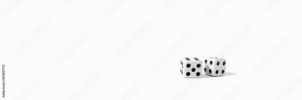 White dice with sharp edges and clear black dots isolated on a clean white background, game, isolated, clean White dice with sharp edges and clear black dots isolated on a clean white background, game, isolated, clean