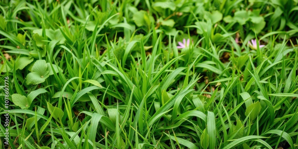 Fototapeta premium Lush, vibrant grass in the spring sunlight, foliage, thriving, outdoors