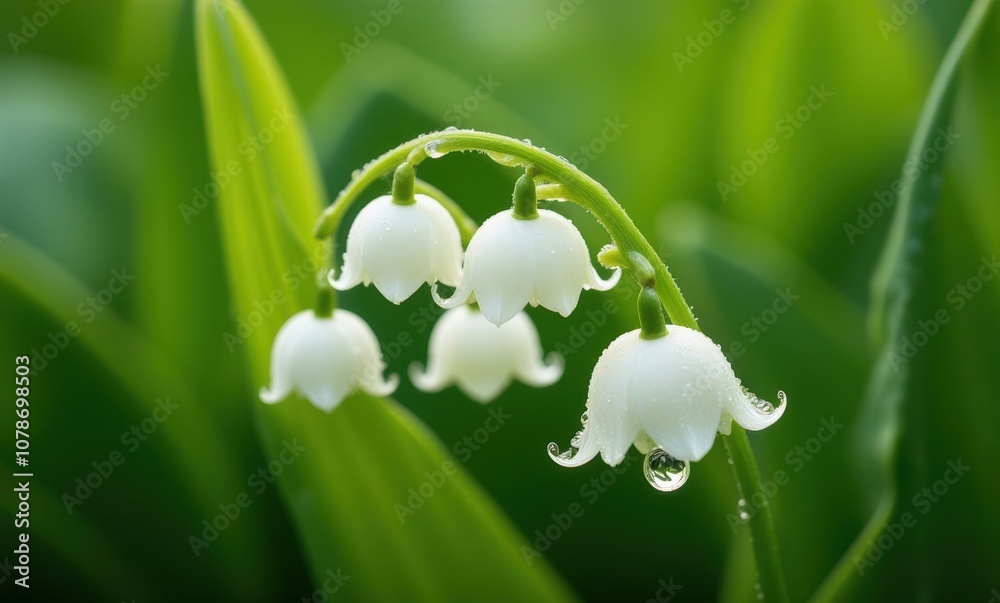 Delicate white lily of the valley blooms Delicate white lily of the valley blooms