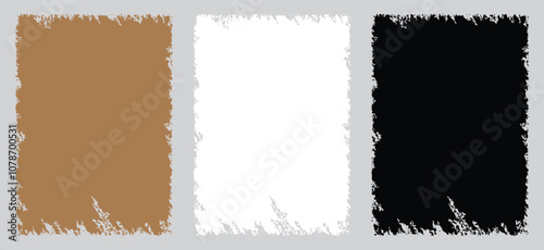 Grunge old vintage paper texture. Pigmentation spot brown paper textured. White parchment paper craft. Torn sheets of paper rectangle cardboard background close up. Crumpled black paper ripped message