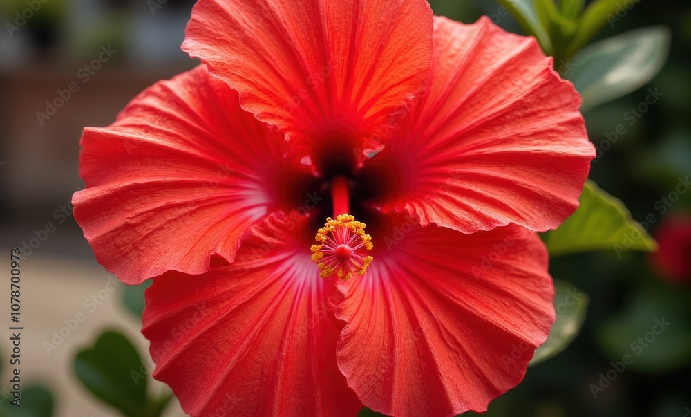 Vibrant red hibiscus flower in bloom Vibrant red hibiscus flower in bloom