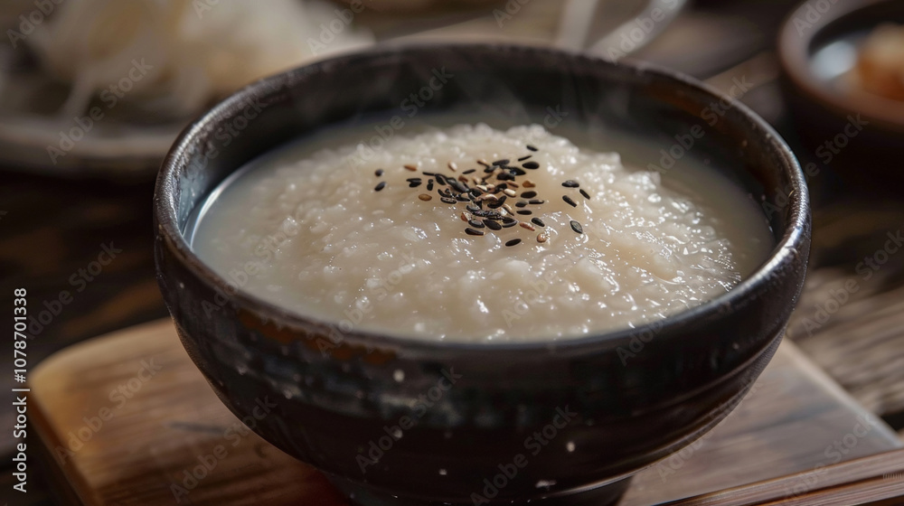 The national cuisine of North Korea. Fresh rice porridge The national cuisine of North Korea. Fresh rice porridge