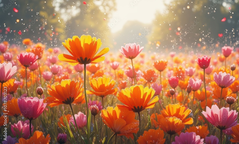 Vibrant field of blooming flowers Vibrant field of blooming flowers