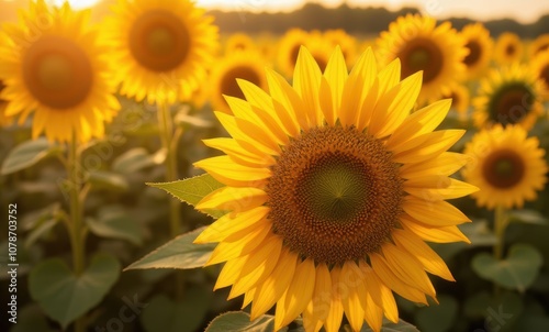 Vibrant sunflower blooming in sunlight