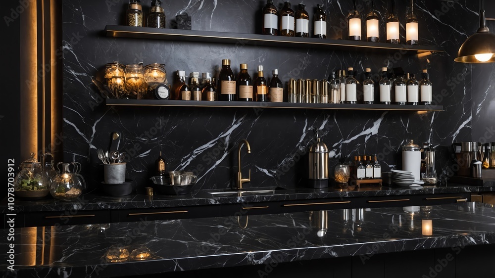 luxury kitchen interior with sink and marble surface luxury kitchen interior with sink and marble surface