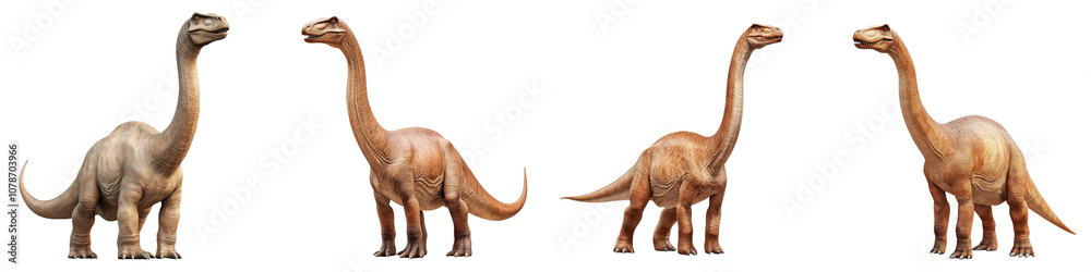 Obraz premium Majestic Prehistoric Herbivorous Dinosaurs Roaming the Jurassic Landscape Evoking a Sense of Adventure Discovery and Scientific in the Ancient World