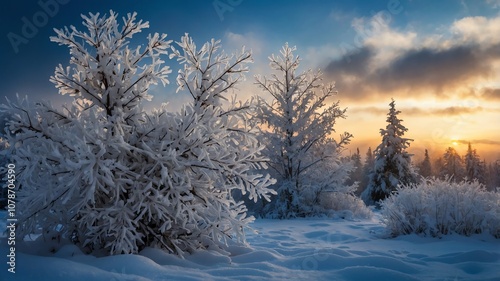 winter landscape with trees and snow
