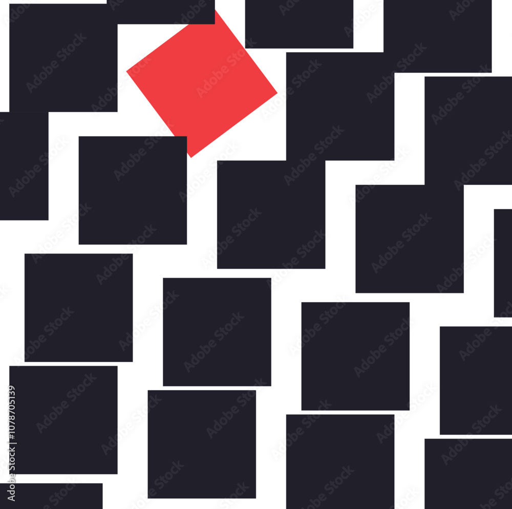 Adobe Illustrator Artwork with big tiles or squares. One figure is highlighted in red. Adobe Illustrator Artwork with big tiles or squares. One figure is highlighted in red.