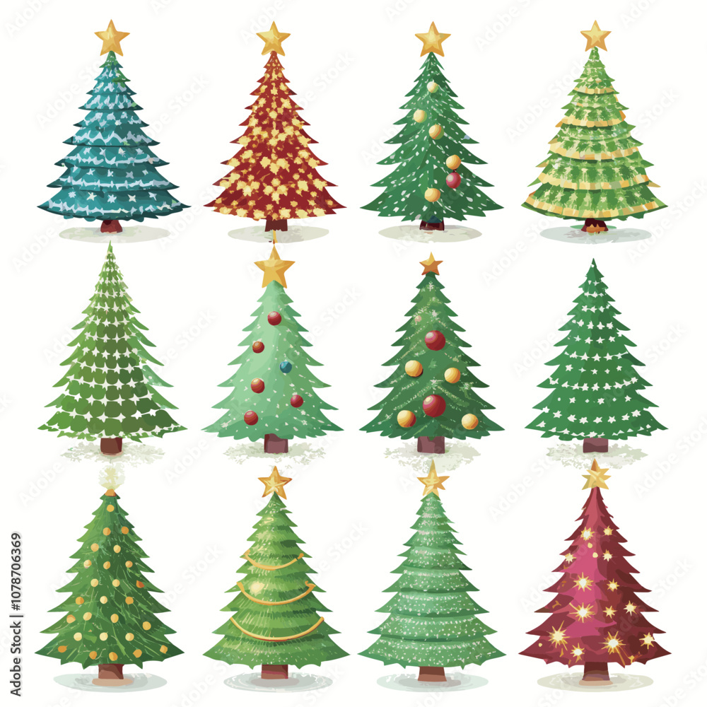 Obraz premium Christmas tree element collection in flat design