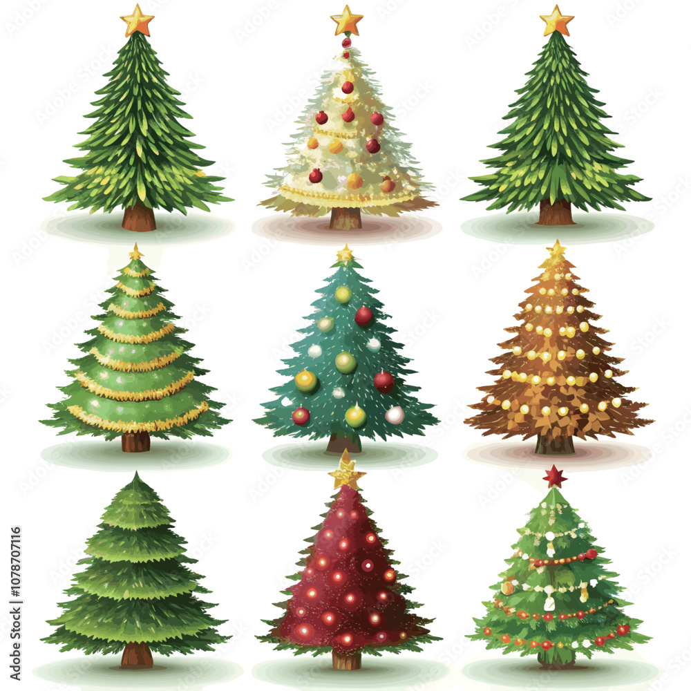 Obraz premium Christmas tree element collection in flat design