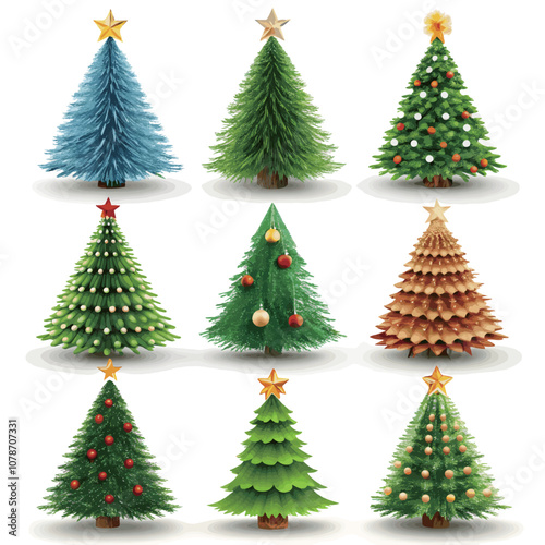 Christmas tree element collection in flat design
