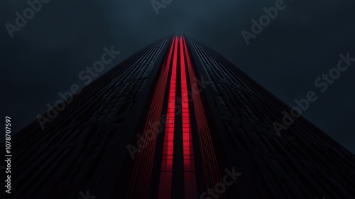 A tall building with red stripes on it