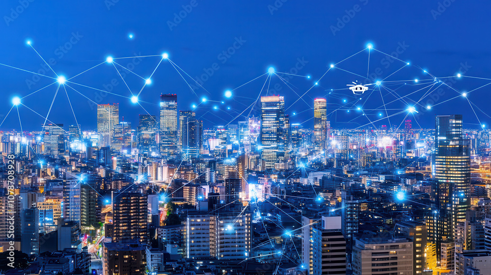 Naklejka premium AI-Powered City