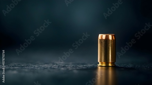 Polished Revolver Cylinder Loaded with Bullets - Dramatic Lighting and Sharp Shadows Highlight the Power and Stillness of Firearm Ammunition