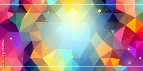 Multicolored 3D surface with bright tetrahedrons banner, colorful, art photo