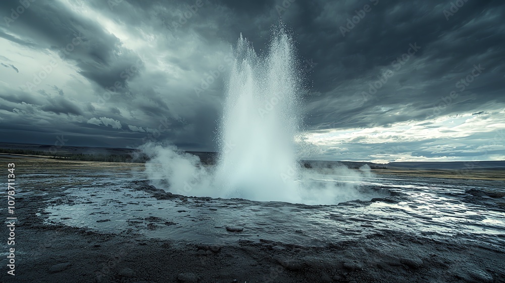 41 Volcanic geysers erupting in the foreground 41 Volcanic geysers erupting in the foreground