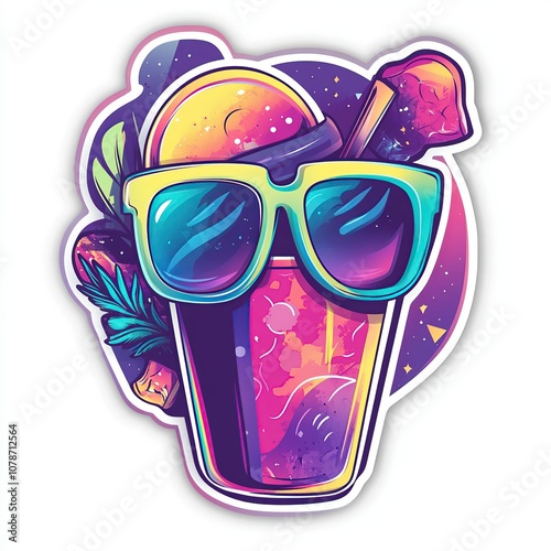 illustration of a mask and glasses, Cool head sticker image with cool style realism bright colors realistic sketchfab style illustration minimalist logo detail illustration 4k full hd detail white photo