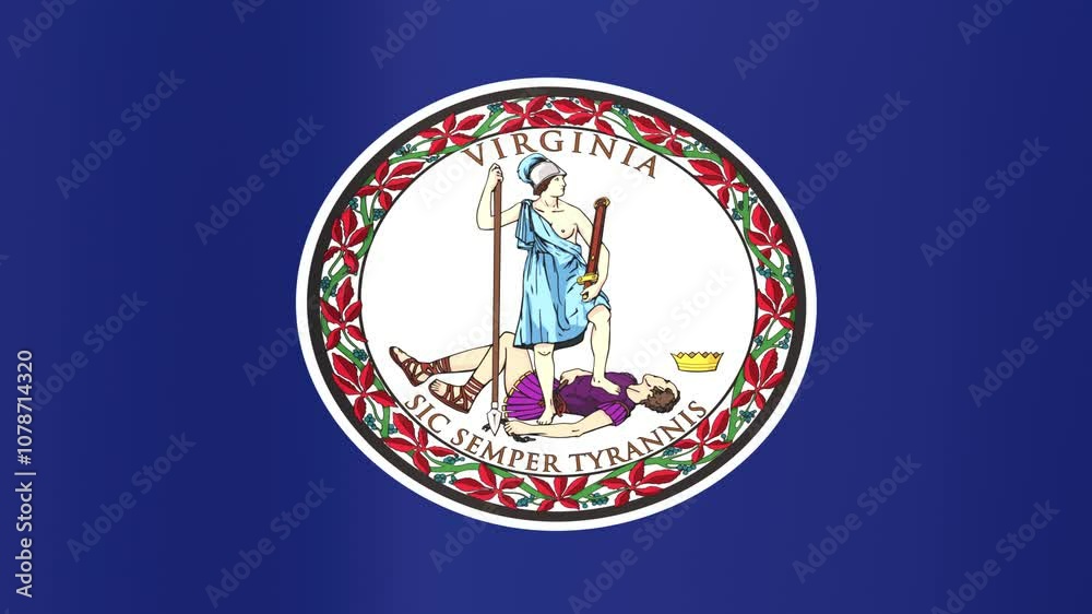Flag of the State of Virginia, USA. Seamless looping animation