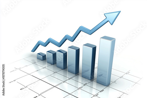 A bar chart displaying growth over time, Business growth and success