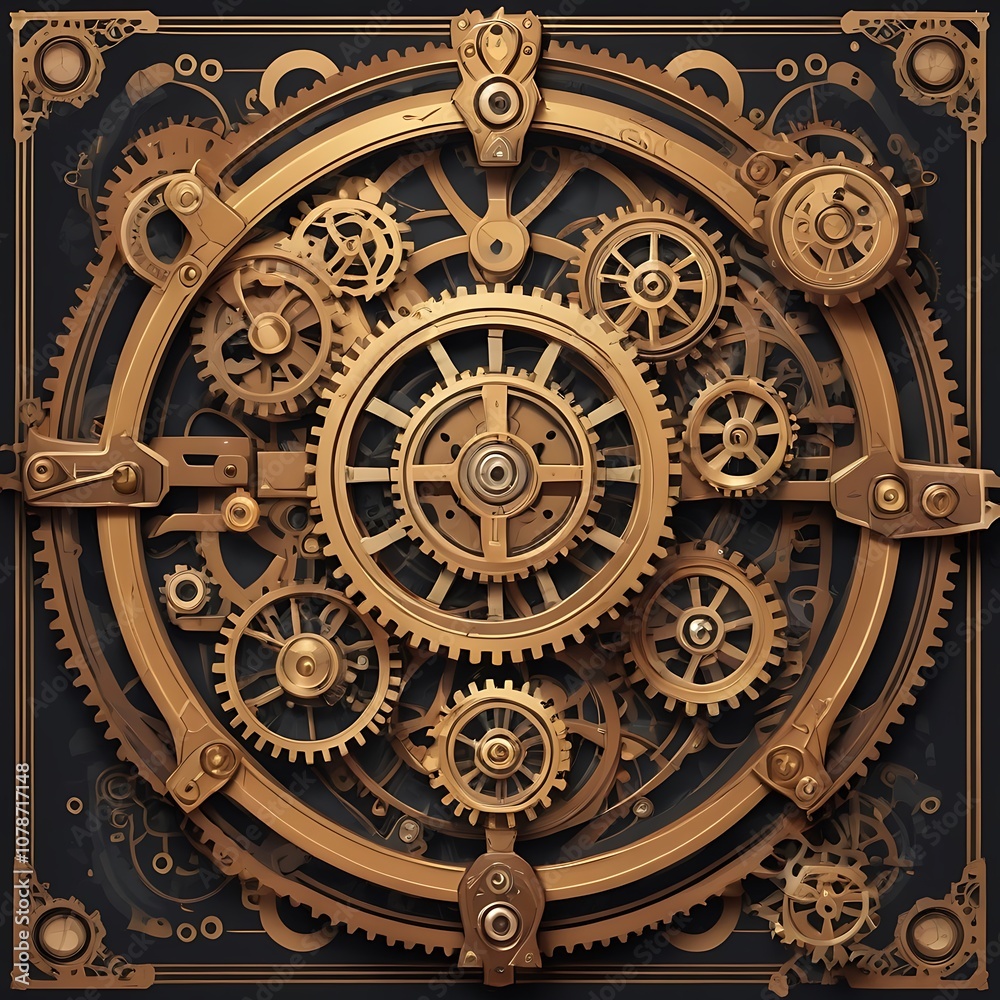 Golden Gears and Cogs Interlocking in a Complex Mechanical Design Golden Gears and Cogs Interlocking in a Complex Mechanical Design