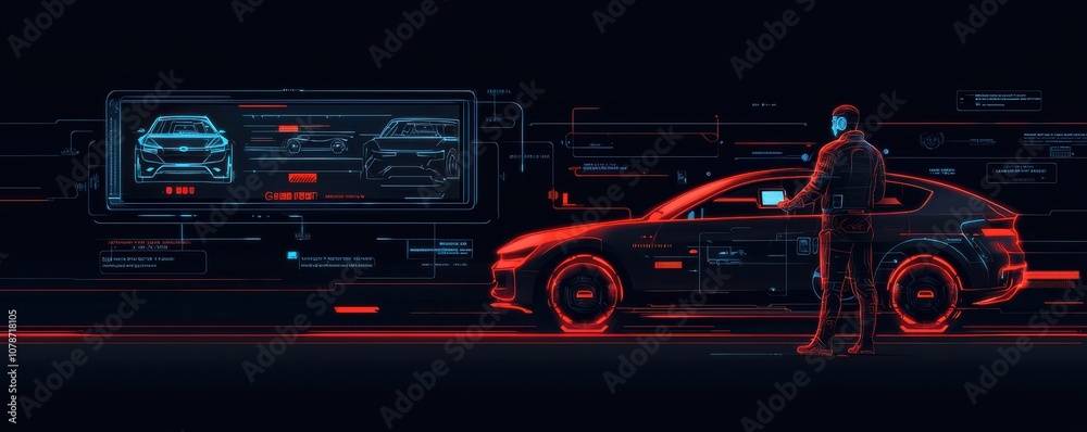 User enters self-driving vehicle with holographic interface for intelligent transportation experience User enters self-driving vehicle with holographic interface for intelligent transportation experience
