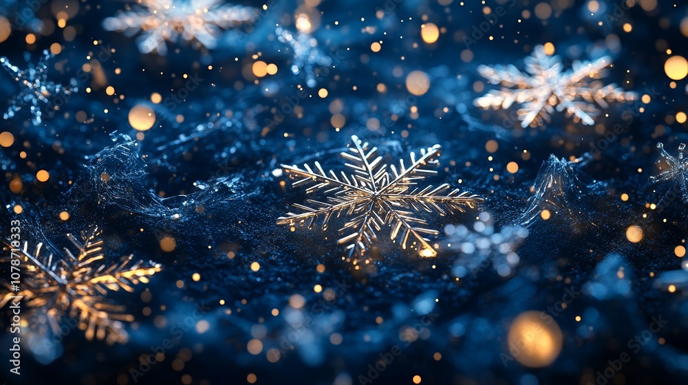 Sparkling Snowflake Ornament on Snowy Background Sparkling Snowflake Ornament on Snowy Background