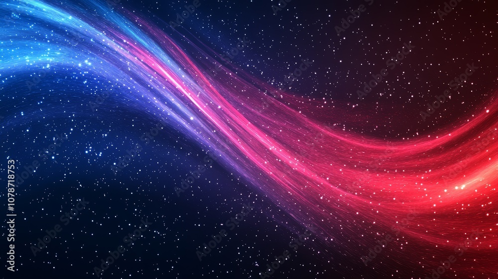 Abstract Background with Starry Sky and Colorful Light Waves for Futuristic Design