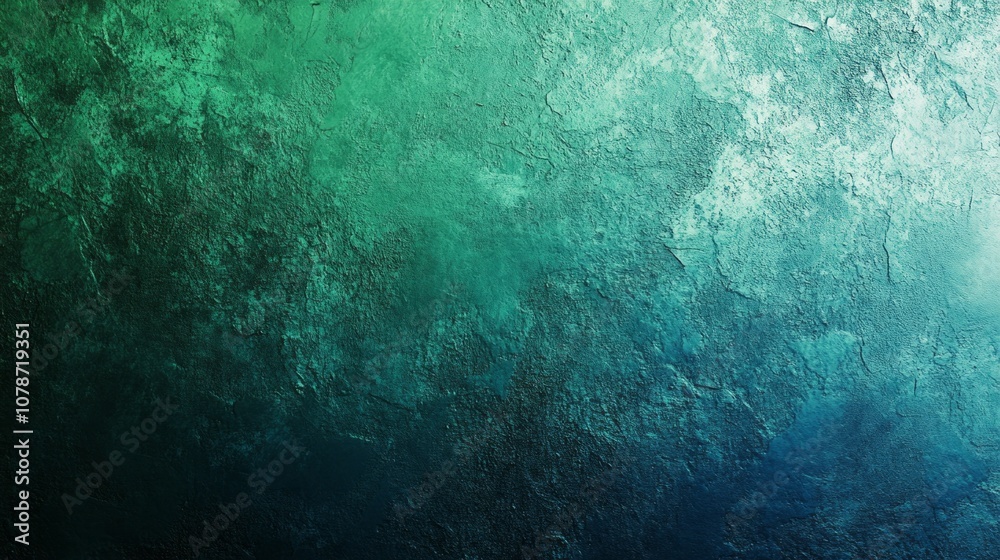 A green and blue background with a white wall