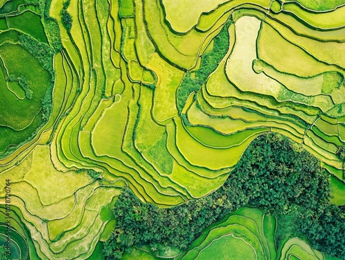 Aerial View of Rice Terraces in China