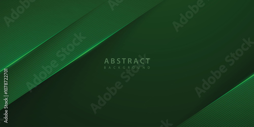 green abstract background with diagonal transparent lines and elegant neon light