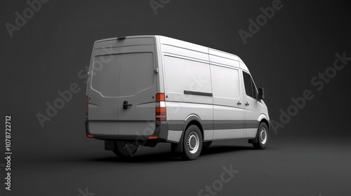 White Cargo Van Parked on a Gray Surface