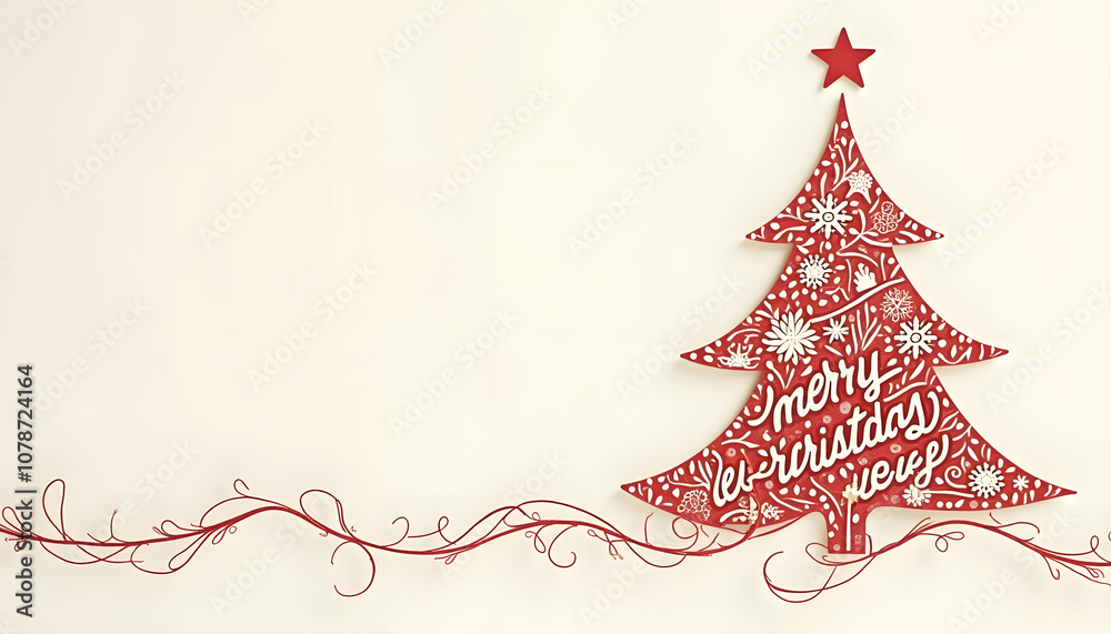 A beautiful Christmas card featuring a festive greeting and intricate design, isolated on a plain background. Ideal for holiday themes and seasonal celebrations