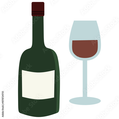 red wine bottle and glass