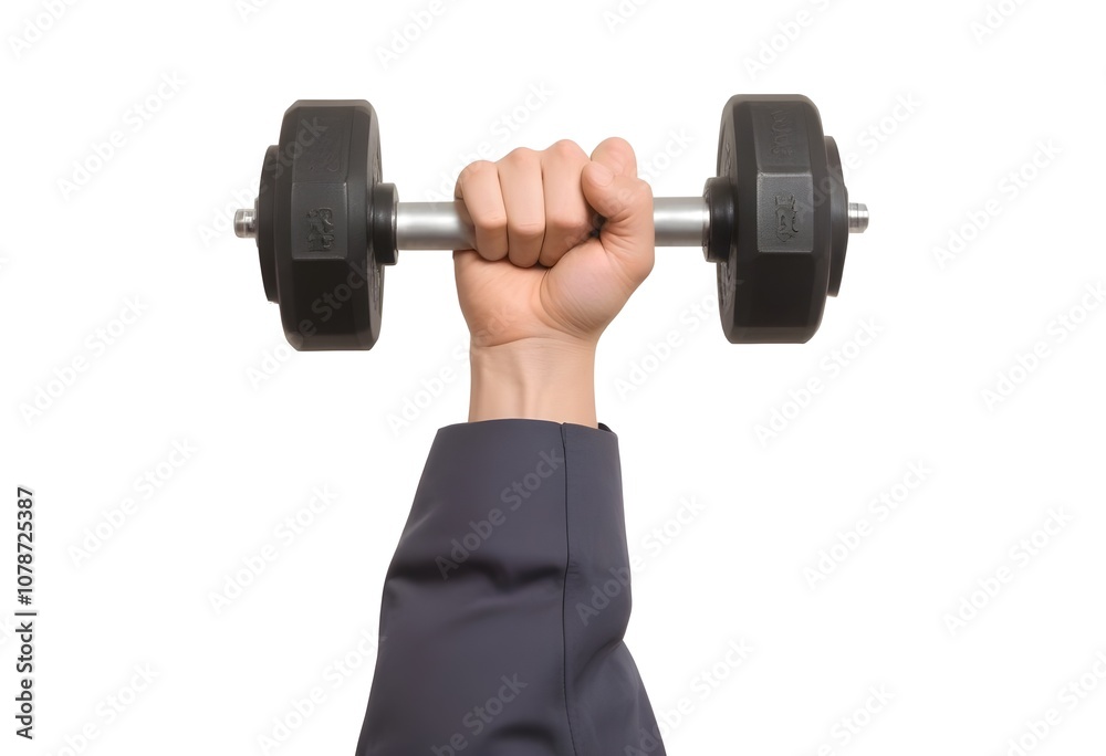 A hand holding a dumbbell weight showing a person working out in a gym A hand holding a dumbbell weight showing a person working out in a gym