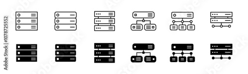 Server icon set. Web network database. Cloud storage server icon vector