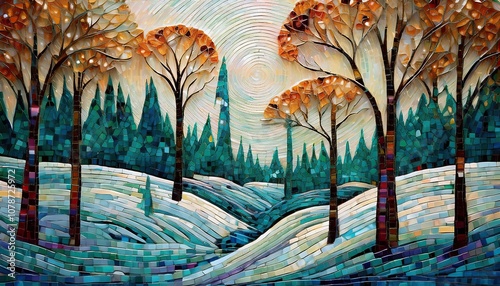 Lone pine whispers winter's secrets, branches bending under soft, white embrace of snow.