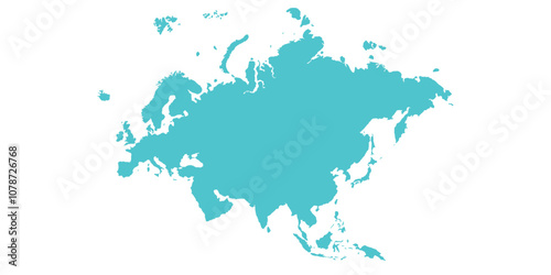 Map of Eurasia, sign silhouette. World Map Globe. Vector Illustration isolated on white background. Europe and Asia continent