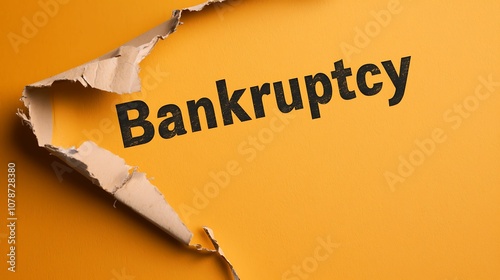 bankruptcy insolvency law. A torn paper revealing the word 