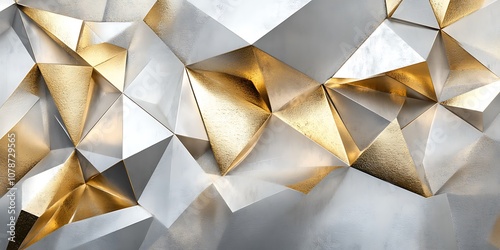 Fototapeta Naklejka Na Ścianę i Meble -  Abstract gold and silver geometric shapes