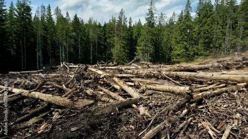 Wallpaper Mural Timber harvesting and its impact on forest ecosystems in a Pacific Northwest logging area Torontodigital.ca