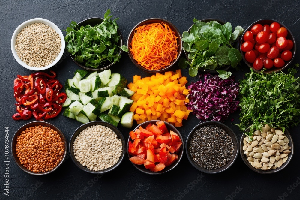 Create an exotic salad featuring herbs and seeds from diverse cuisines for a nutrient-rich fusion meal Create an exotic salad featuring herbs and seeds from diverse cuisines for a nutrient-rich fusion meal