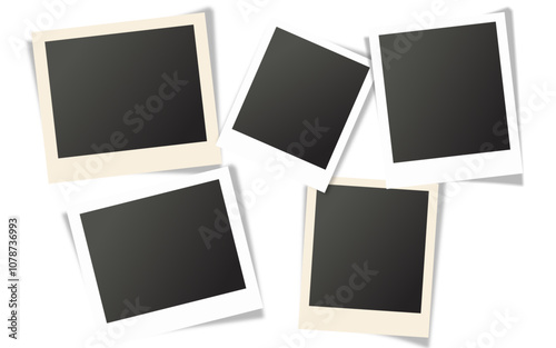photo collage template mockup. empty polaroid photo collage frame. vector illustration