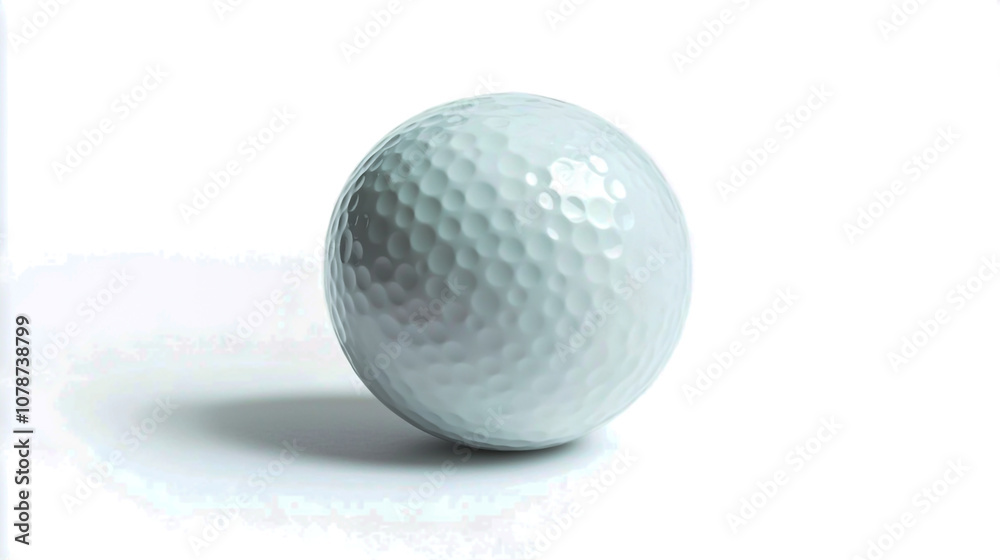 A white golf ball isolated on a white background, studio shot, photorealistic