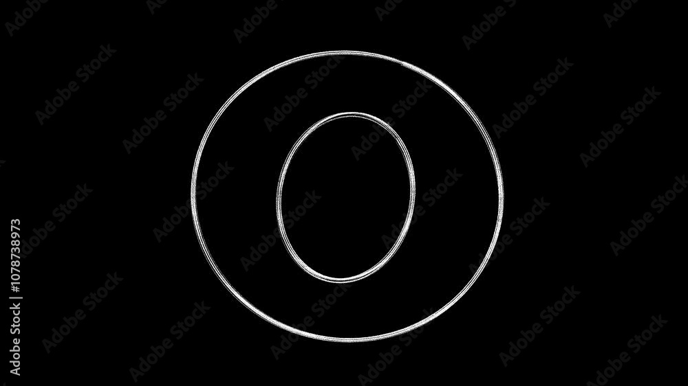 White double circle shape on a black background. White double circle shape on a black background.