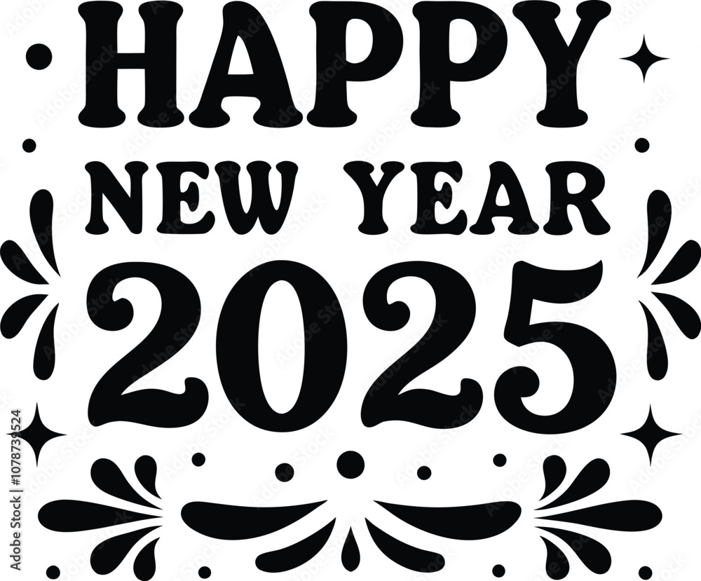 typography of happy new year 2025