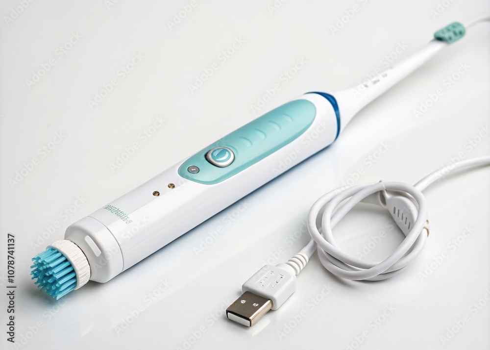 Electric Toothbrush Isolated on a White Background, Showcasing Ultrasonic Technology and USB Charging Capability for Modern Oral Care Solutions Electric Toothbrush Isolated on a White Background, Showcasing Ultrasonic Technology and USB Charging Capability for Modern Oral Care Solutions