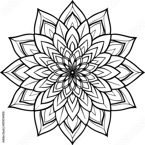 Mandala line art element pattern graphic design for coloring, greeting card, sticker, tattoo, yoga design, wallpaper