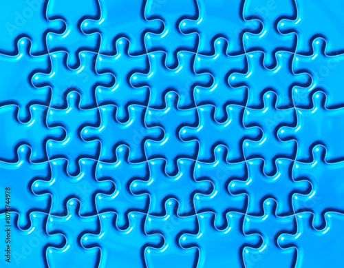 Blue jigsaw puzzle illustration for background.